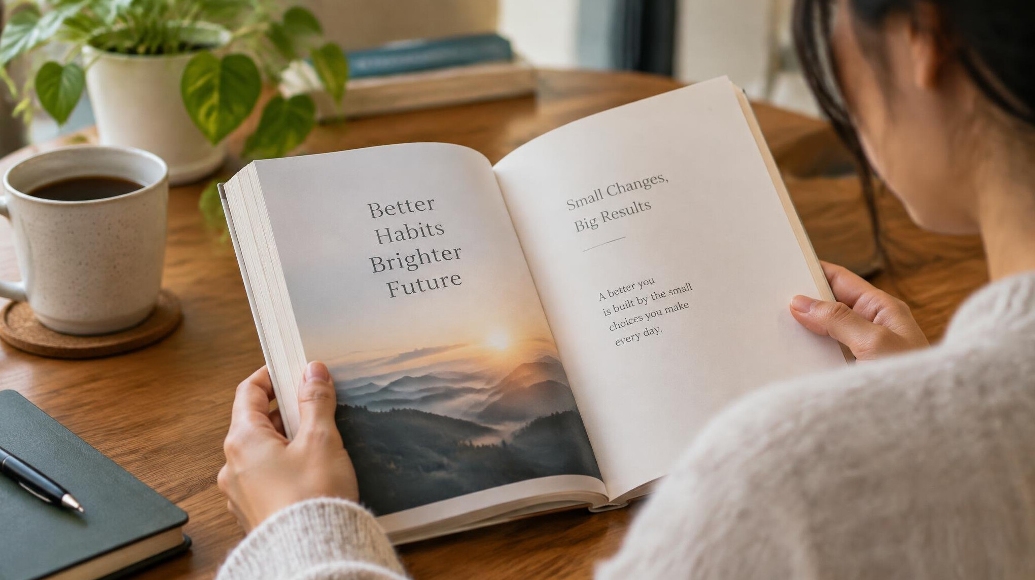 person reading self help book