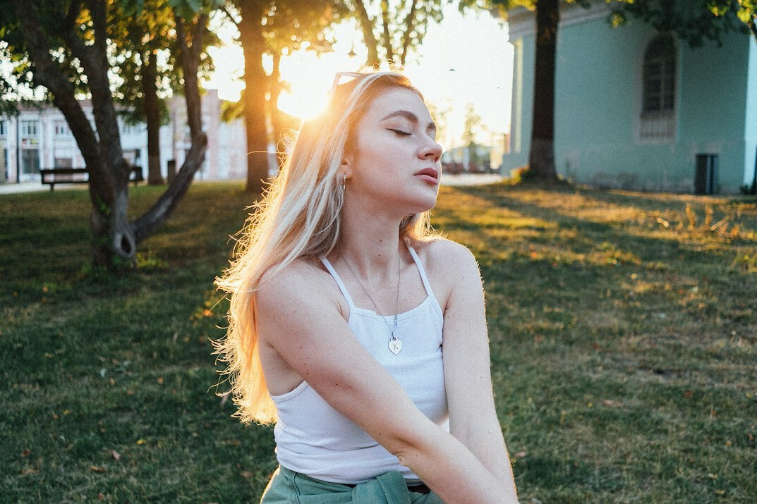 woman practicing breathing exercise